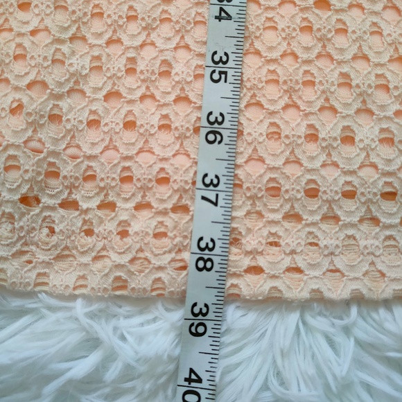 Sharagano MIDI Dress Peach OverLace Sleeveless  Stretch Size 6 - Picture 4 of 7